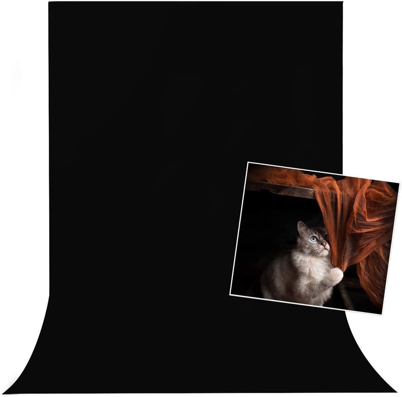 HIFFIN® Black 6X9FT Professional Backdrop for Background Photography Background Stand for Photo Light Studio Accurate Size (6x9 Ft, Black) - Image 1