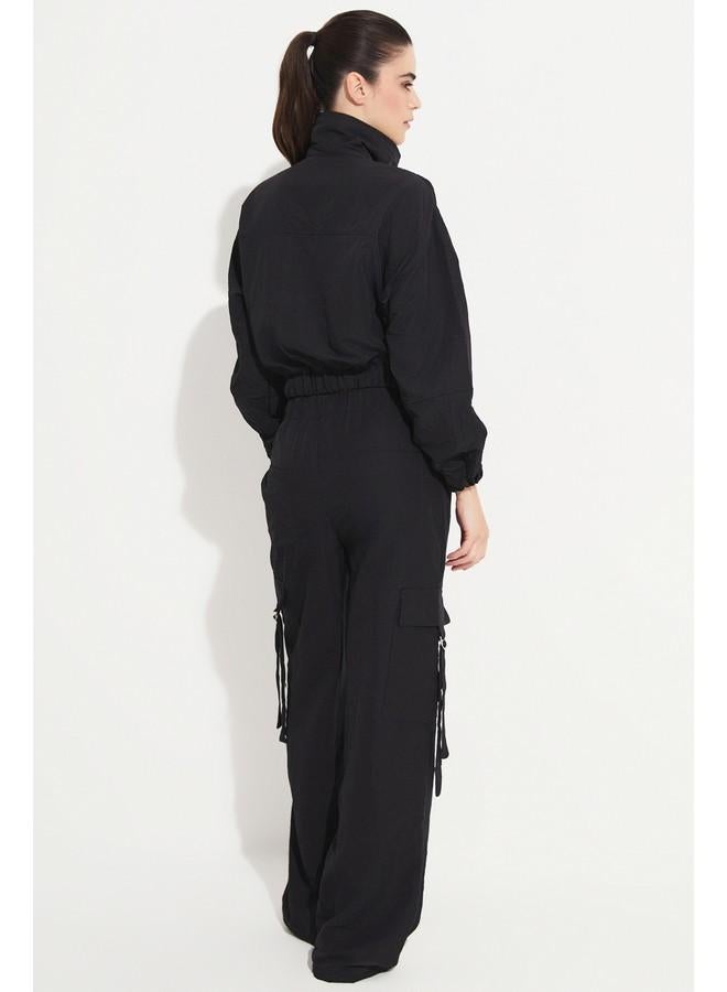 جون طقم بنطلون وجاكيت قصير نسائي بجيب بتفاصيل من جوني - أسود - Image 5