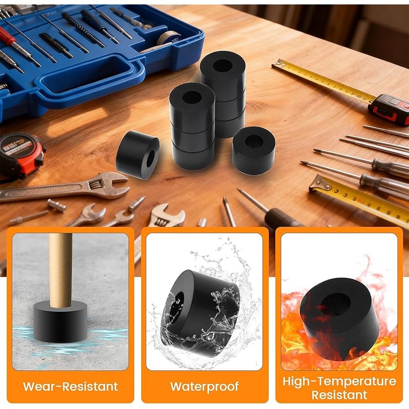 Aifeier ET 8Pcs 1 OD x 3/8 ID x 3/5 Inch Thickness Black Multi-Purpose Rubber Spacers | Anti Vibration Round Bushing Washers | for Car Accessories, Motor, Home, Screws, Bolts | Thickened Design - Image 4