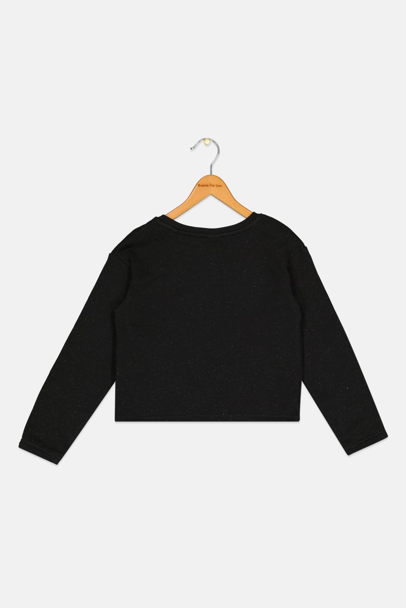 Hurley Kids Girl Sportswear Fit Brand Logo Training Sweatshirt, Black  - Image 2