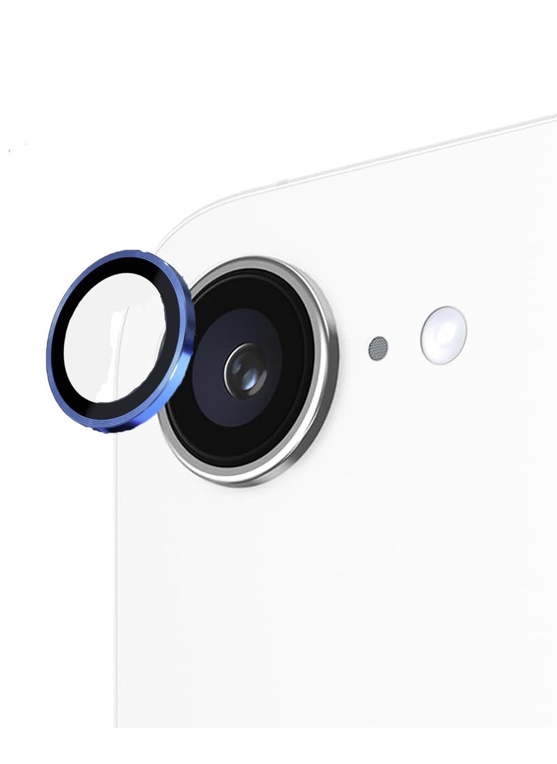 General - Compatible for iPhone 16e/SE4 Camera Lens Protector, One-Step Installation Tray Individual Metal Ring Tempered Glass Cover CD Pattern Case Friendly - Blue - Image 1