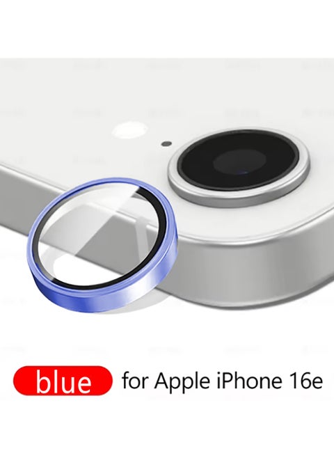 Compatible for iPhone 16e/SE4 Camera Lens Protector, One-Step Installation Tray Individual Metal Ring Tempered Glass Cover CD Pattern Case Friendly - Blue