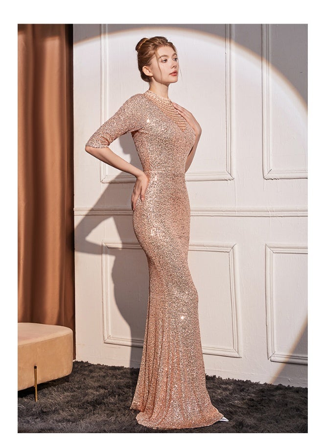 Loquat Elegant Evening Gown with Sequins - Luxe Style for Parties and Events, Long Dress for Sophisticated Ladies - Image 3