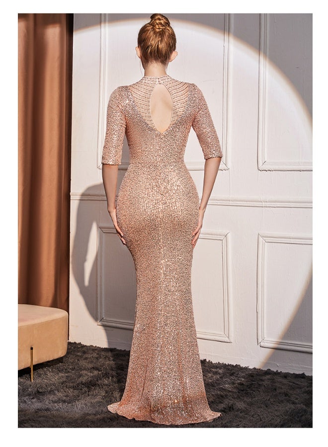 Loquat Elegant Evening Gown with Sequins - Luxe Style for Parties and Events, Long Dress for Sophisticated Ladies - Image 2