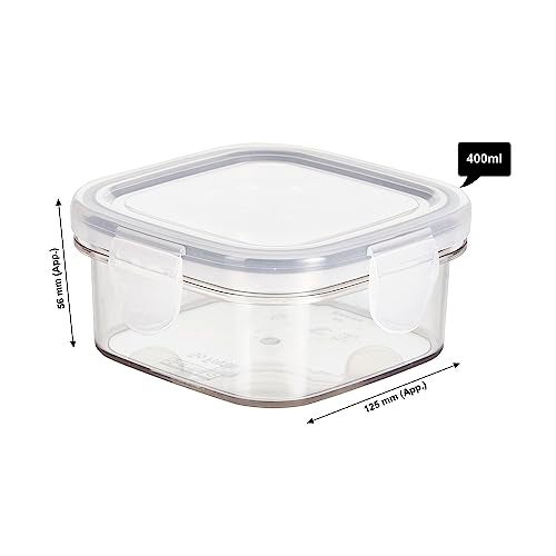 SCL Steelo Steelo Sofresh Plastic Kitchen Storage Square Container Set Kitchen Organiser Air Tight Container Set Fridge safe US FDA Approved PET Food Grade Heavy Duty Material, BPA Free (White, Pack of 6) - Image 2