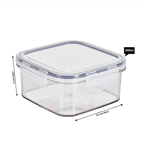 SCL Steelo Steelo Sofresh Plastic Kitchen Storage Square Container Set Kitchen Organiser Air Tight Container Set Fridge safe US FDA Approved PET Food Grade Heavy Duty Material, BPA Free (White, Pack of 6) - Image 4
