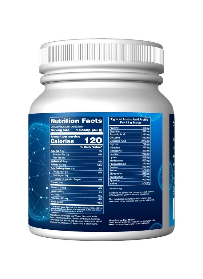 MRM - MRM Nutrition Egg White Protein | Vanilla Flavored | 23g Fat-Free Protein | with Digestive enzymes | Highest Biological Value | Clinically Tested | 20 Servings - Image 1