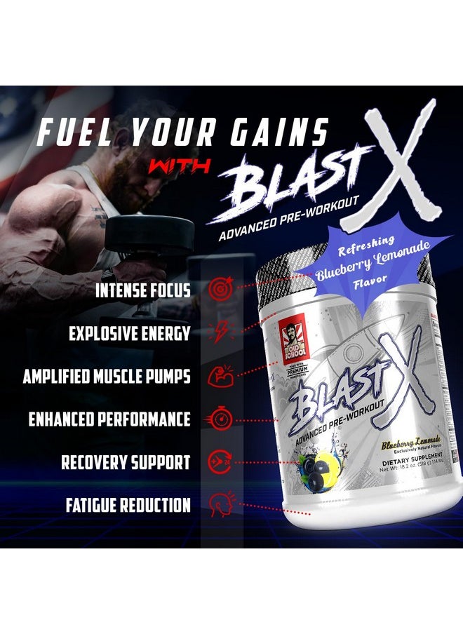 Old School Labs Blast X Advanced Pre Workout Powder, Intense Energy Booster Preworkout for Men & Women, Natural Caffeine + ZumXR®, Beta Alanine, Citrafuze™, L-Citrulline & Taurine for Strength, Focus & Endurance  - Image 2