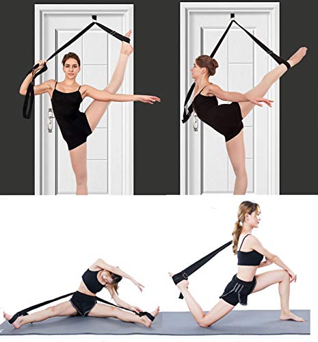 Price Xes Adjustable Leg Stretcher Lengthen Ballet Stretch Band - Easy Install on Door Flexibility Stretching Leg Strap Great Cheer Dance Gymnastics Trainer stretching equipment taekwondo Training (black) - Image 2
