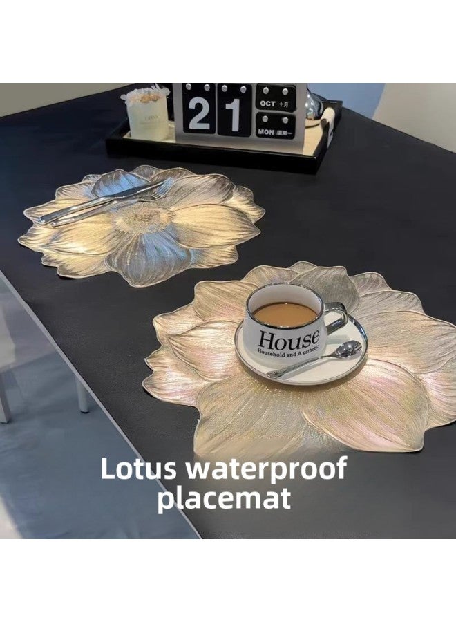 Lotus Placemat Heat Protection PVC Washable Heat Insulation Mat Fruit Plate Hotel Phnom Penh Hammer Household Irregular Fruit Ins-Color:Lotus Placemat -Specifications:Single Pack  - Image 2