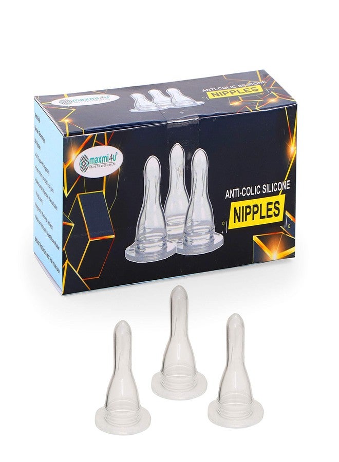 Maxmi4U� Silicone Soft Baby Nipples for Feeding Bottles (Medium, Pack of 3 Nipples)