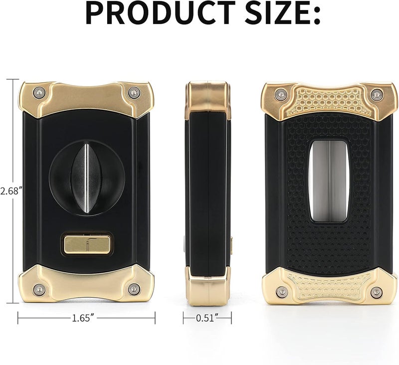 CiTree Cigar Cutter, Stainless Steel V-Cut Cigar Cutter with Build-in Cigar Puncher, Attractive Gift Box (Gold & Black) - Image 5