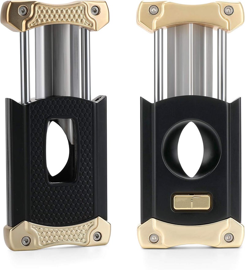 CiTree Cigar Cutter, Stainless Steel V-Cut Cigar Cutter with Build-in Cigar Puncher, Attractive Gift Box (Gold & Black) - Image 3