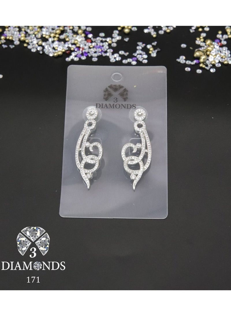 3Diamonds - 3diamond Platinum Plated Earring For Women Cubic Zircon Stone - Image 1