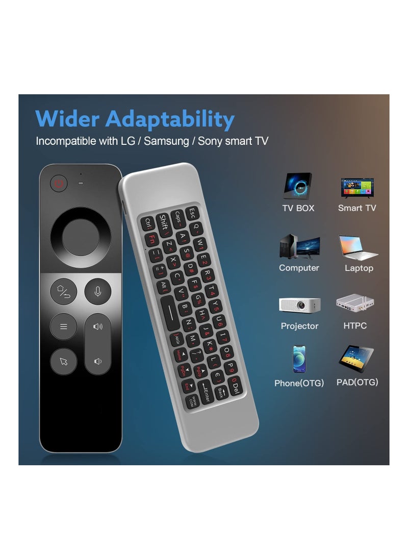Universal Voice Remote Control Air Mouse, 2.4g Air Mouse with Built-in Keyboard 4-in-1 Wireless Remote Control 10M Range for Nvidia Shield/Android Tv Box/PC/Projector/HTPC/All-in-one PC