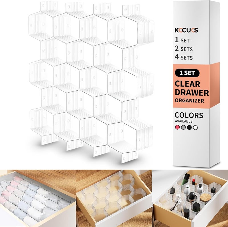 Kocuos Honeycomb Separator Adjustable Drawer Organizer Divider for Underwear Belt-Scarf Socks Organizer (White(1pc)) - Image 1