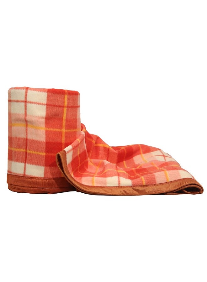 Goyal's Modern Checker All Season Polar Fleece Double Bed Blanket, 90X90 Inches - Rust, 300 TC - Image 5