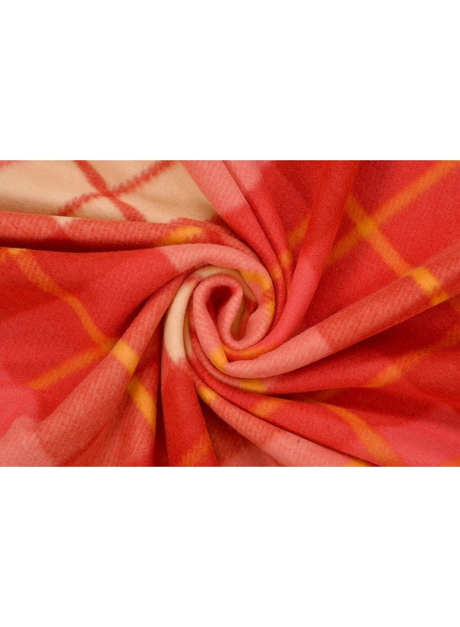 Goyal's Modern Checker All Season Polar Fleece Double Bed Blanket, 90X90 Inches - Rust, 300 TC - Image 4