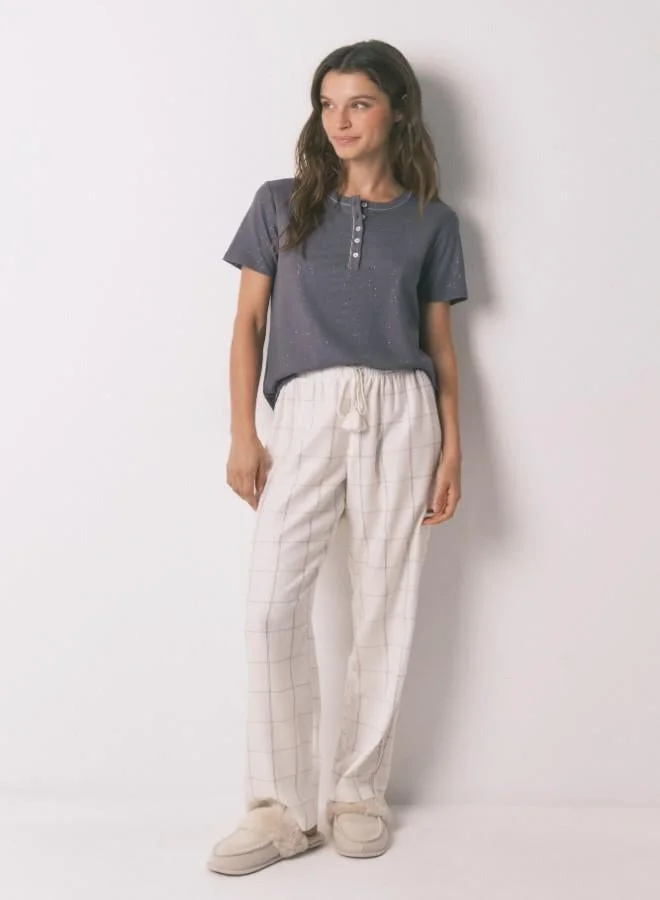 women'secret Short sleeve glossy grey viscose T-shirt