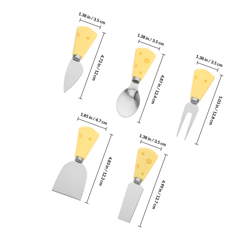 6 Pcs Cheese Set Cheese Spreader Knive Mini Spoon Mini Fork Stainless Steel Mini Butter Set With Cheese Shaped Handle For Charcuterie Boards - Image 2