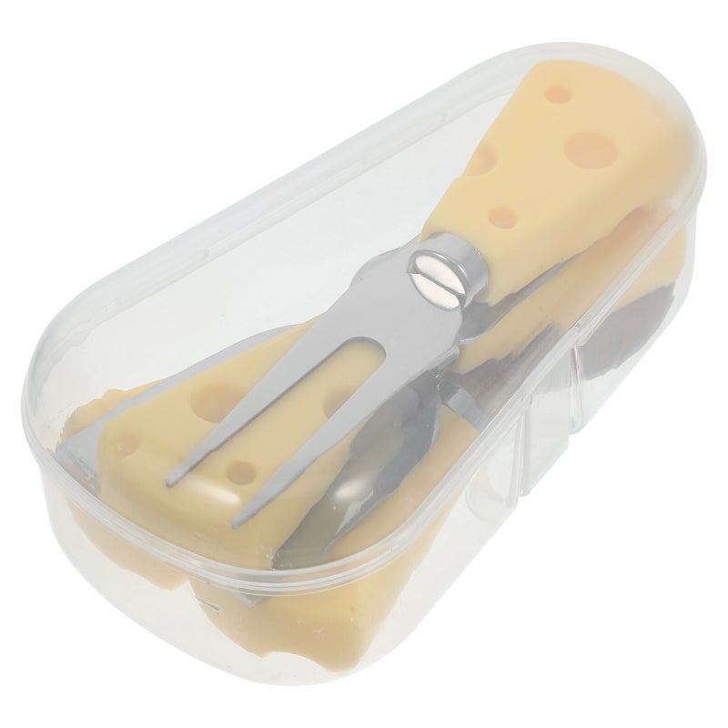 6 Pcs Cheese Set Cheese Spreader Knive Mini Spoon Mini Fork Stainless Steel Mini Butter Set With Cheese Shaped Handle For Charcuterie Boards - Image 1