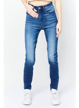 GUESS Women Skinny Fit Dark Wash Stretchable Denim, Navy  - Image 1