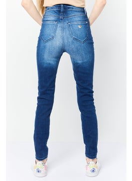 GUESS Women Skinny Fit Dark Wash Stretchable Denim, Navy  - Image 4