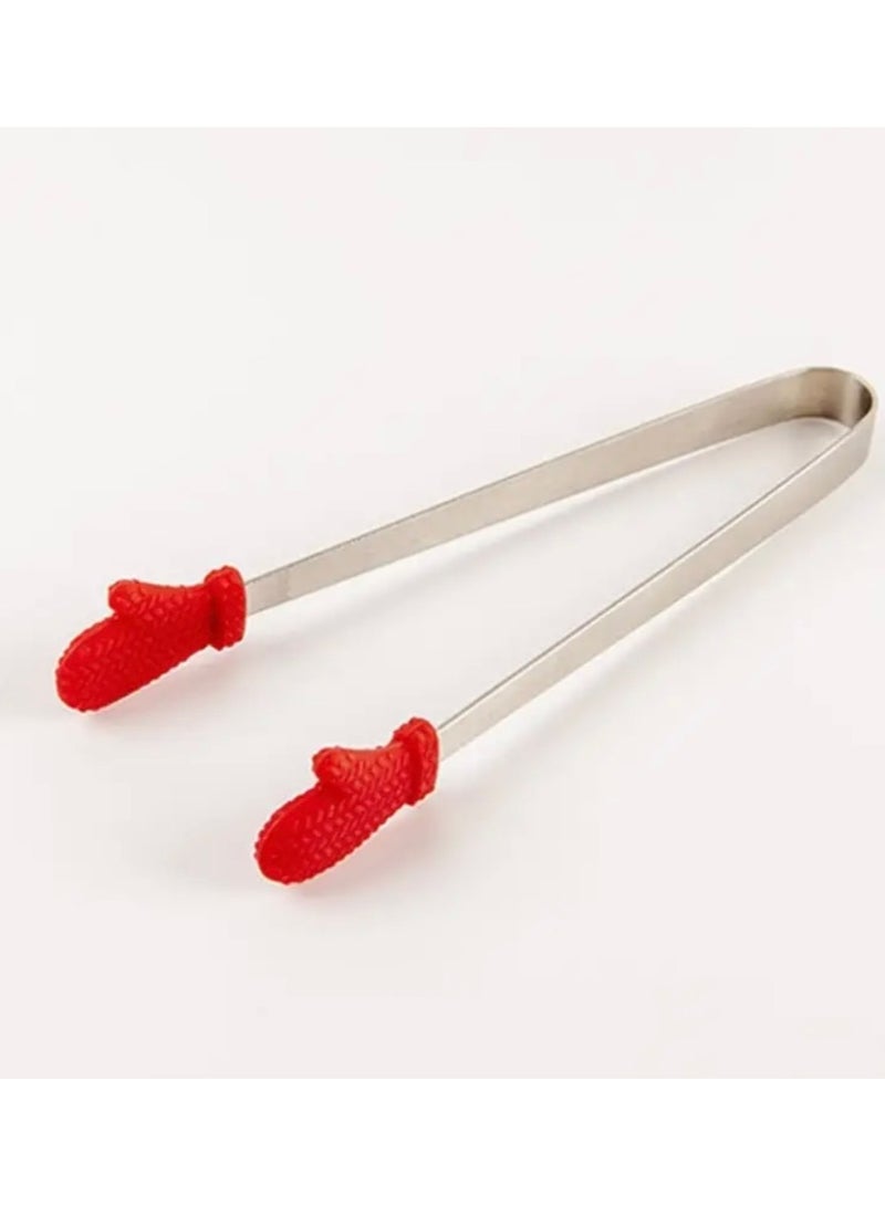 Just Quality 3pcs Non-Slip Stainless Steel Food Clip Cute Palm Gloves Silicone Ice Cube Tongs Heat Resistant Food Tongs Kitchen Tools for restaurants/cafe - Image 3