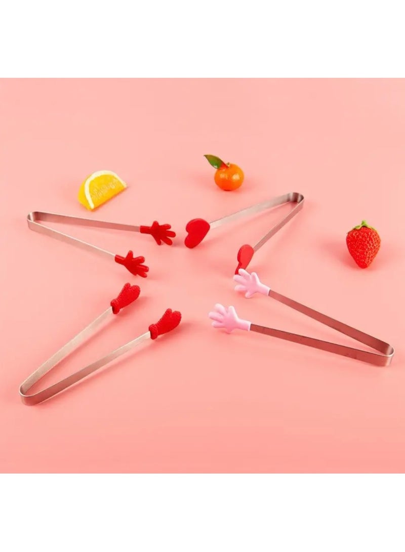 Just Quality 3pcs Non-Slip Stainless Steel Food Clip Cute Palm Gloves Silicone Ice Cube Tongs Heat Resistant Food Tongs Kitchen Tools for restaurants/cafe - Image 5