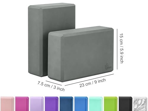 EXERZ Yoga Blocks 2 pack Gym Blocks Exercise Workout Fitness Bricks Pilates Stretch Handstand NonSlip Grey - Image 3