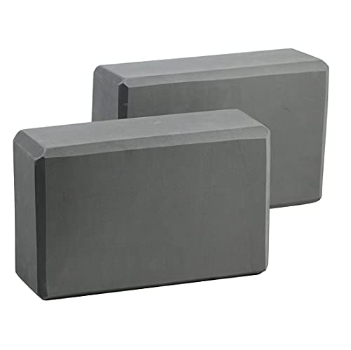 EXERZ Yoga Blocks 2 pack Gym Blocks Exercise Workout Fitness Bricks Pilates Stretch Handstand NonSlip Grey - Image 1