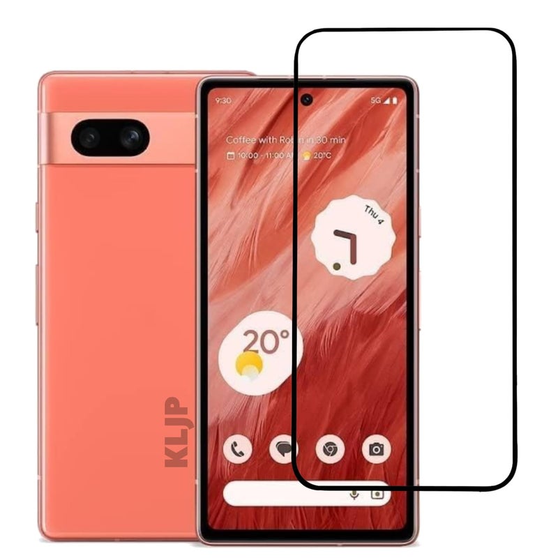 KLJP Advanced Military-Grade Gorilla Tempered Glass Screen Protector For Google Pixel 7A With Installation Kit | Edge-To-Edge Protector Coverage | Black - Image 1