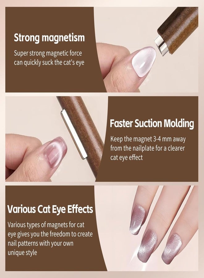 ADOERE Cat Eye Magnet for Nails, Multi-Functional Wooden Handle Nail Magnet Pen, 3-in-1 Cylindrical Art DIY Tool for Stunning Cat Eye Gel Polish Design (3 in 1 Cateye magnet (design 1)) - Image 4