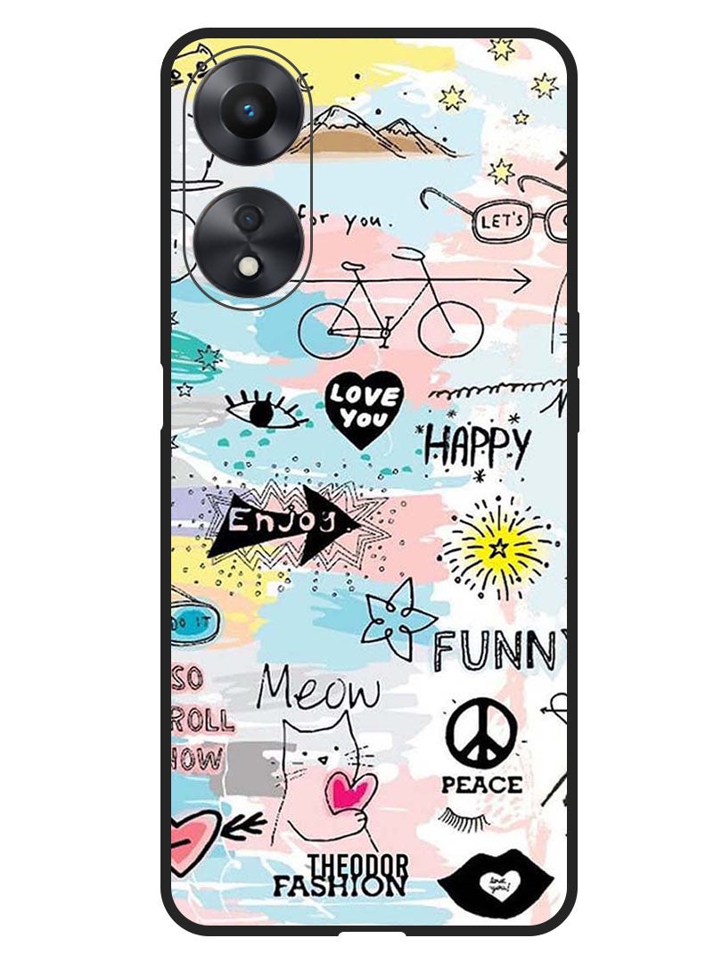 Theodor Protective Case Anti Scratch Shock Proof Bumper Cover For Oppo F23 5G Doodle Art - Image 1