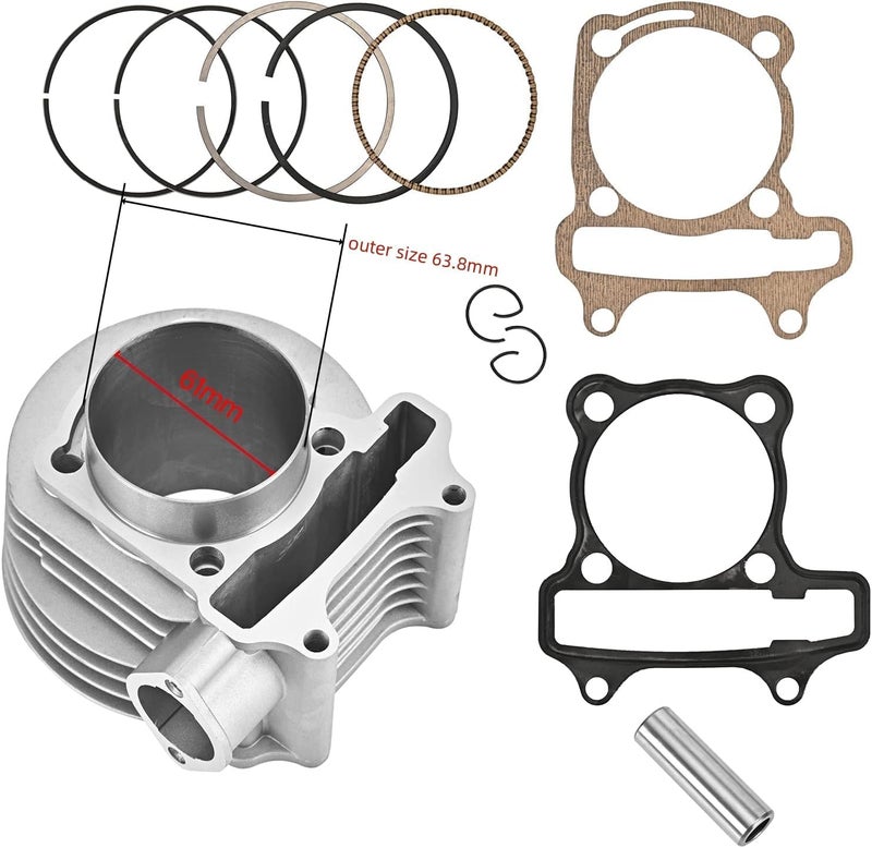 TRKIMAL GY6 125cc/150cc Engine Upgrade to 180cc with Cylinder Head Valves and Rebuilt Kit, 61mm Big Bore kits with Piston and Ring Assy for 152QMI 157QMJ Engine Chinese Scooter Moped ATV Go Kart Quad - Image 2