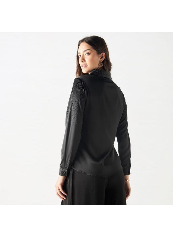 2Xtremz - 2Xtremz Embellished Shirt with Long Sleeves - Image 1
