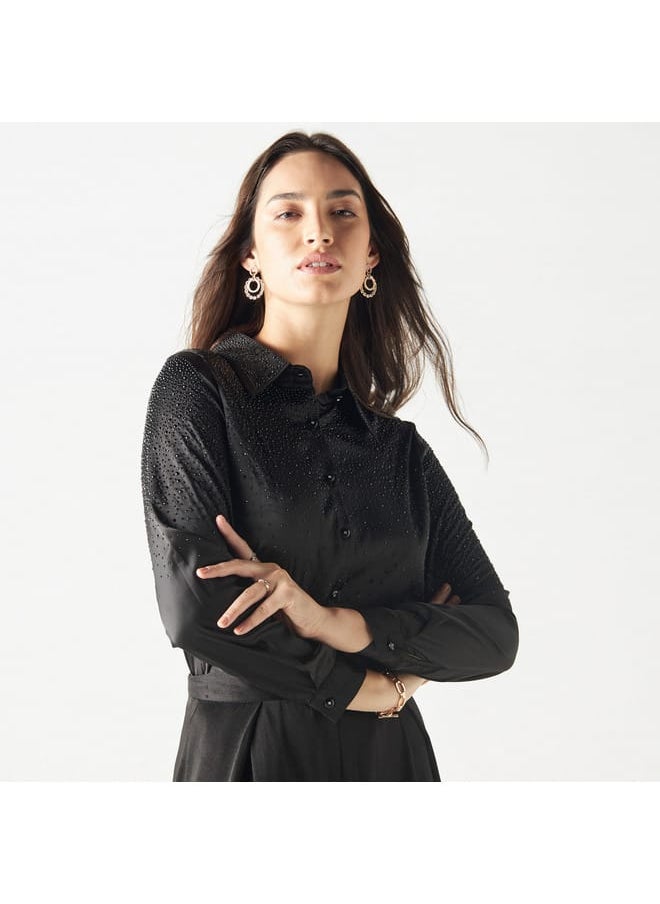 2Xtremz - 2Xtremz Embellished Shirt with Long Sleeves - Image 1