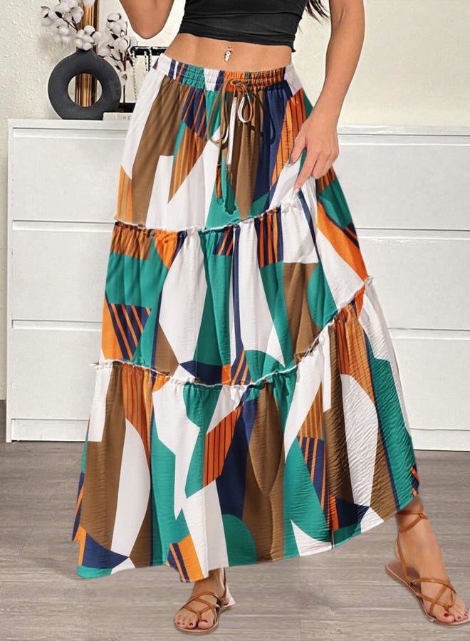 zeagoo Womens Casual Maxi Skirts for Women 2025 High Waist Boho Skirts Floral Printed Long Flowy Skirt with Pockets, Multicolor, S - Image 5