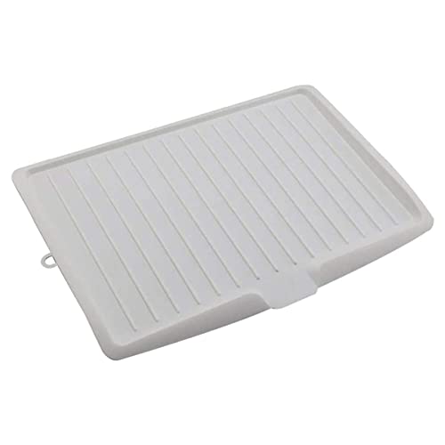 SHFTI Large White Plastic Sink Drainer Tray – 32x45x4 cm, Quick Drying Dish Rack with Drain Channel, Curved Edge, Anti-Slip Design – Ideal for Kitchen Sinks, Countertops & Drying Racks - Image 1