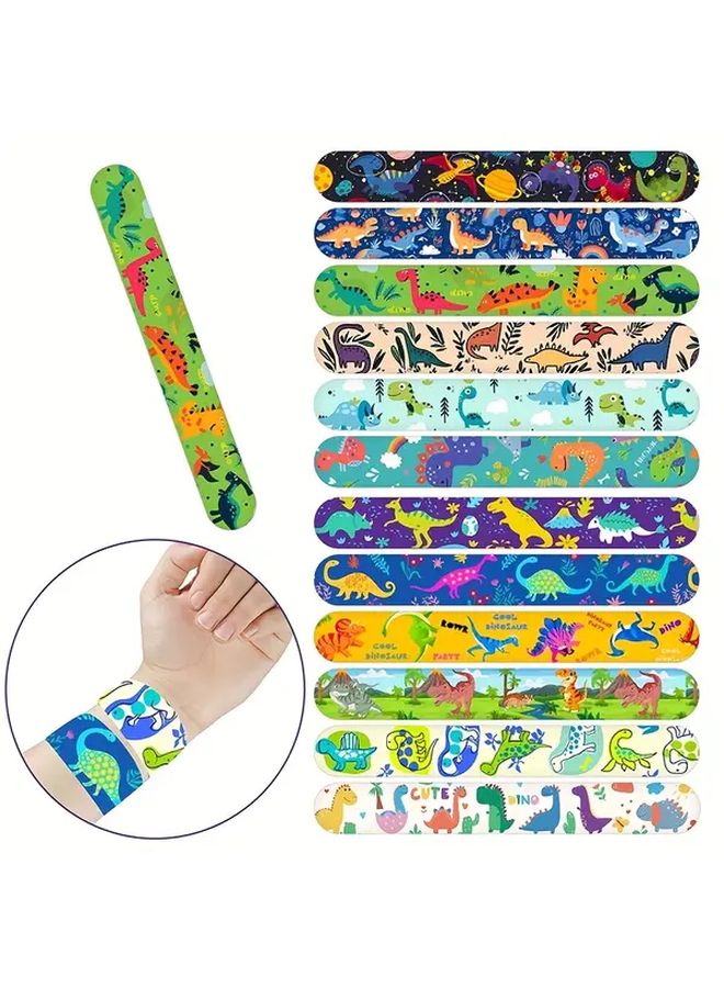 Jurassic Dinosaur Slap Bracelets 12pcs Assorted Designs Party Favors School Prizes Gifts - Image 3
