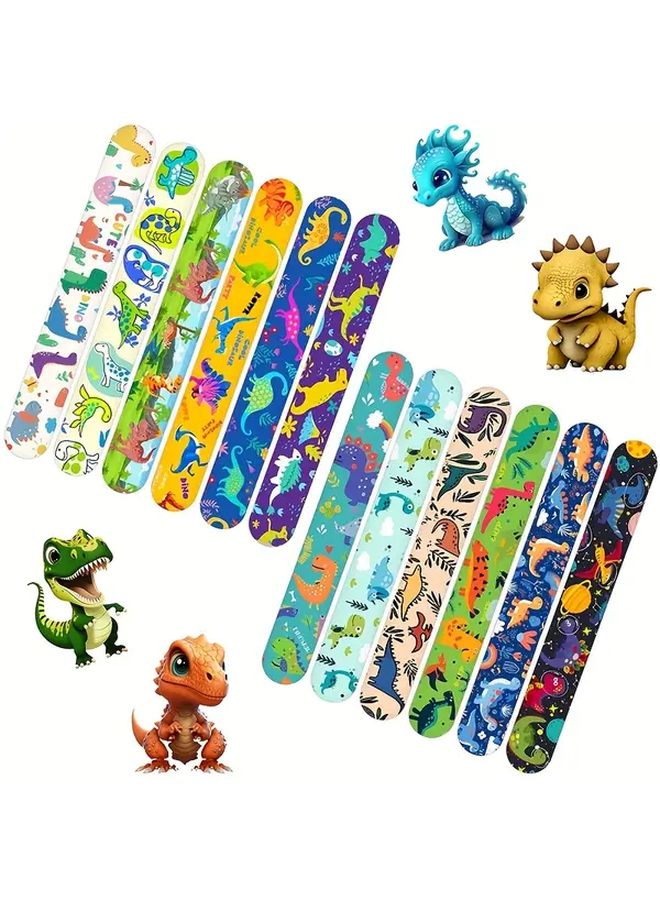 Jurassic Dinosaur Slap Bracelets 12pcs Assorted Designs Party Favors School Prizes Gifts - Image 5