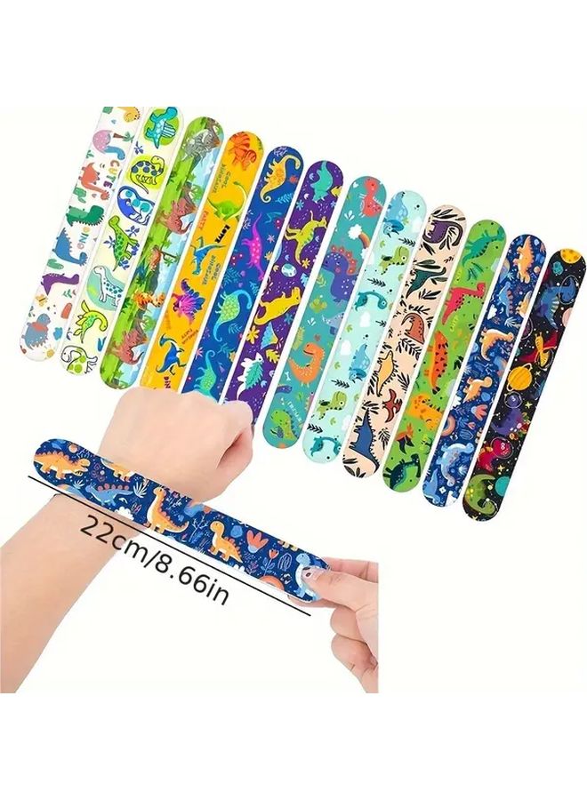Jurassic Dinosaur Slap Bracelets 12pcs Assorted Designs Party Favors School Prizes Gifts - Image 2