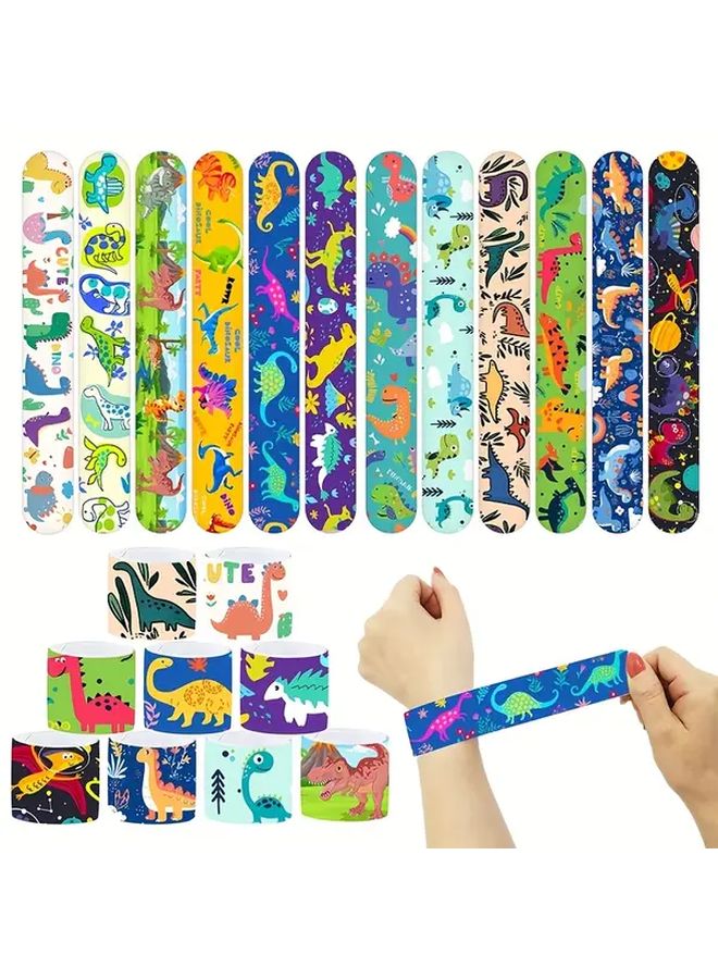 Jurassic Dinosaur Slap Bracelets 12pcs Assorted Designs Party Favors School Prizes Gifts - Image 4