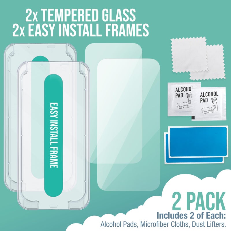 SmartishÂ® iPhone 16 Screen Protector - 2-Pack Tempered Glass Screen Protectors - Tuff Sheet - 9H Easy Install Frame [Scratch Resistant] Case-Friendly- Dynamic Island for Apple iPhone 16 - Image 5