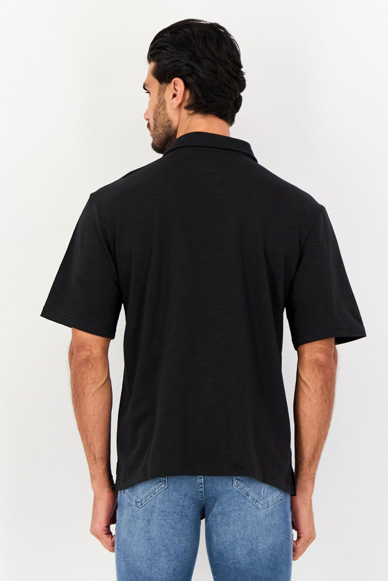 Core Elements Men Regular Fit Chambray Short Sleeves Casual Shirt, Black - Image 2