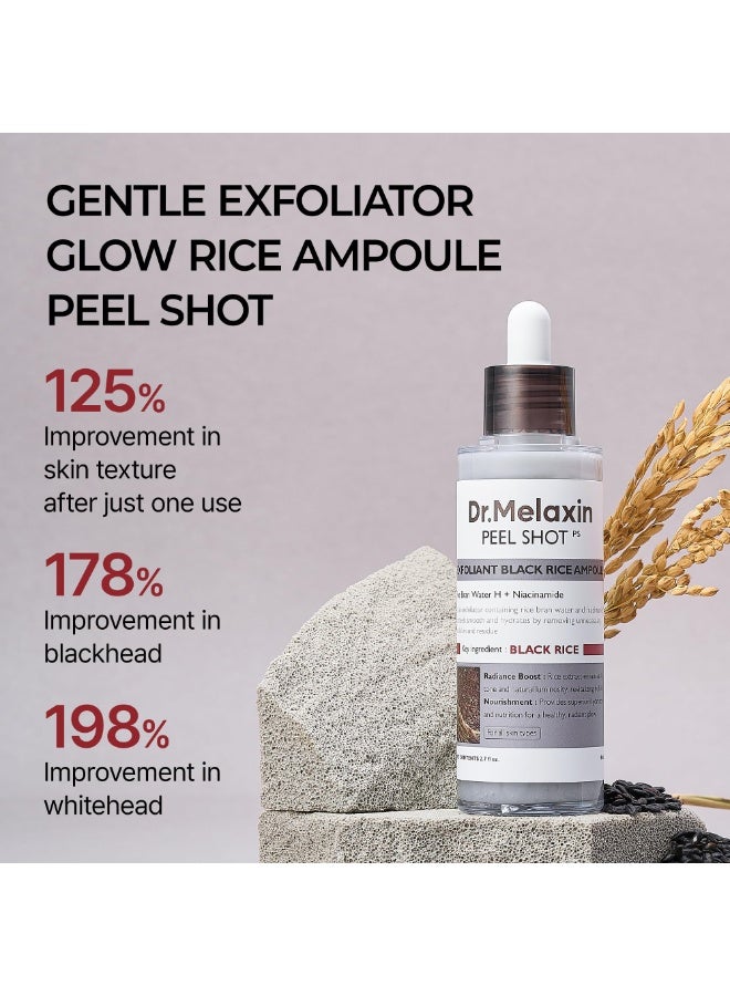 Dr. Melaxin Peel Shot Gomage Ampoule, 2.8 fl oz (80 ml), Pores, Blackheads, Sebum Peeling, Exfoliating Care, Texture Rice Bran Water, Rice Bran Extract, White Rice, Black Rice, Blackhead, Dry - Image 2