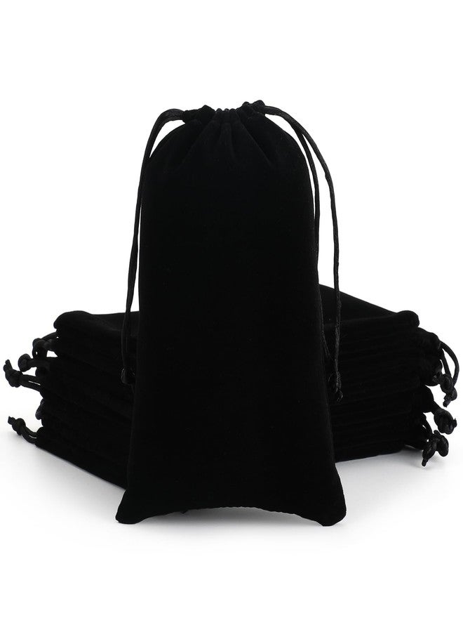 Tapleap Velvet Bags, Black Jewelry Pouch, 4x6 inches Small Drawstring Pouch, For Wrapping Mini Gift, Coin, Bracelet - Image 1