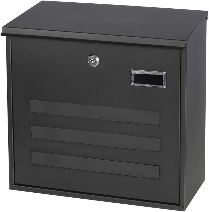 Parrency Locking Mailbox Wall Mounted Vertical mailboxes with Key Lock Large Capacity Steel Cover Metal Postbox for House Home Outside,Key Lock Drop Box with Galvanized Cover,13.6 x 12.8 x 4.3Inch - Image 1