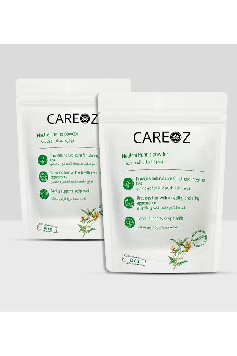 كير اوز بودرة الحنة المحايدة بدون لون قطعتين للعناية بالشعر من CareOz | طبيعي 100% من الأعشاب الطبيعية |  لنمو الشعر دون التأثير على لون الشعر الأصلي | إصلاح تلف الشعر (107 جرام*2) - Image 5