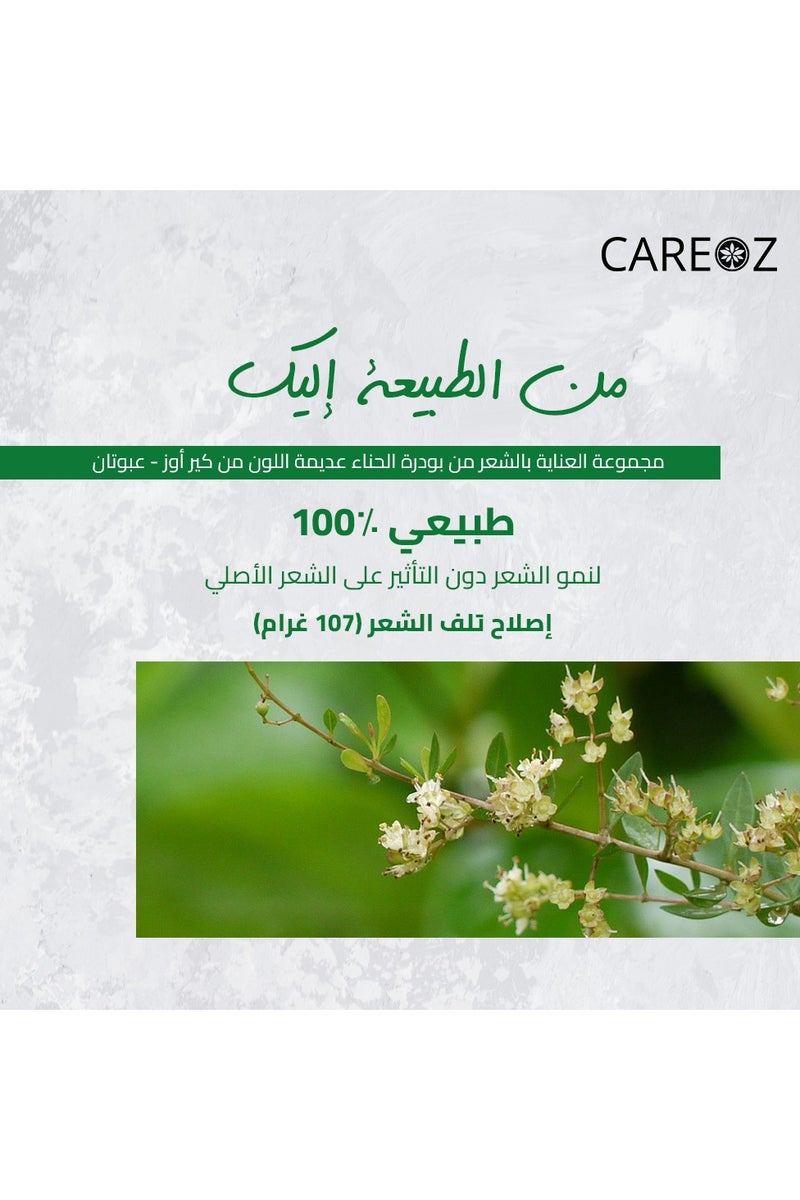 كير اوز بودرة الحنة المحايدة بدون لون قطعتين للعناية بالشعر من CareOz | طبيعي 100% من الأعشاب الطبيعية |  لنمو الشعر دون التأثير على لون الشعر الأصلي | إصلاح تلف الشعر (107 جرام*2) - Image 3